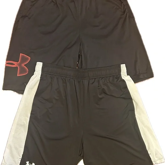 2 pairs of Under Armour Men's Black/Red and Black/White shorts - Picture 1 of 3